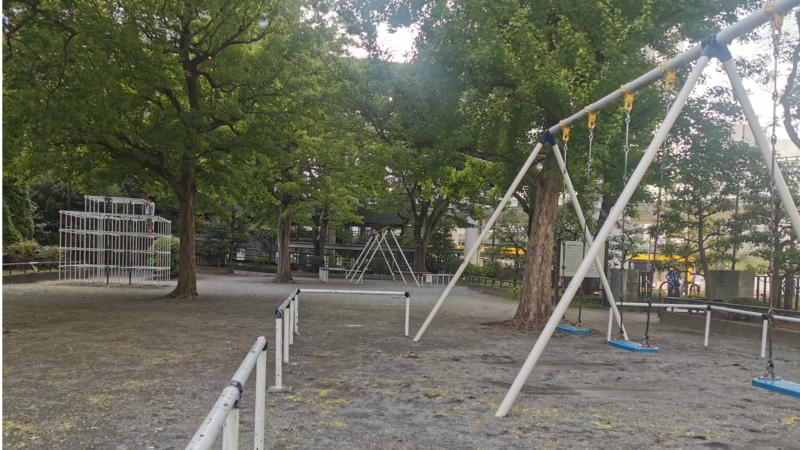 公園にブランコとジャングルジム
