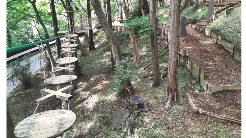 丸とバツの床のアスレチック